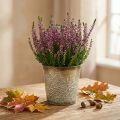 Plante til høst, metallpotte med bladdekorasjon, gyllen planter Ø10cm H10cm | Floristik24.no
