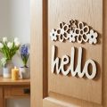 Tre dekorasjon blomster "Hei" natur deco skilt med magnet 18/19,5cm 6stk | Floristik24.no