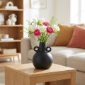 Keramikkvase minivase sort håndtak keramikk Ø8,5cm H12cm | Floristik24.no