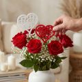 Blomsterplugg hjerte rød, hvit pynteplugg Valentinsdag 7cm 12stk | Floristik24.no