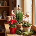 Snømann dekorativ plugg blomsterplugg naturtre 5cm 9stk | Floristik24.no