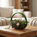 Dekorring jute dekorasjonsløkke grønn mørkegrønn 4cm Ø30cm 2stk | Floristik24.no