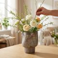 Dekorativ vase keramisk plantekasse metallic brun gråblå 16,5×20,5cm | Floristik24.no