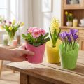 Plantekar papir plantekrukke vevd rosa gul grønn Ø9cm H18cm 9stk | Floristik24.no
