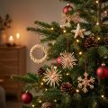 Halmstjerner juletrepynt halm naturrød Ø4-6cm 17 stk | Floristik24.no