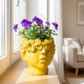 Plantehode bust polyresin plantekasse gul 13,5×13×14cm | Floristik24.no