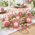 Blomstertelysholder, rosa telysglass, Ø7,5 cm H6 cm, 6 stk. | Floristik24.no