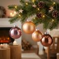 Juletrekuler laget av glass rosa aprikos Ø6cm 24 stk | Floristik24.no