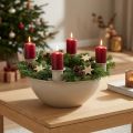 Lysestake med 4 holdere, moderne adventskrans, beige, 15 cm | Floristik24.no
