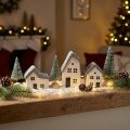 Julelandsby trehus av grantrær grønne og hvite 5-8 cm sett med 6 | Floristik24.no