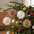 Papirstjerner hvite brune 16 cm juledekorasjoner sett med 6 | Floristik24.no