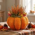 Blomsterpotte gresskardekorasjon oransje/gulgrønn sisal Ø21cm H12cm | Floristik24.no