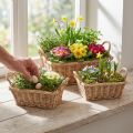 Plantekurv rektangulær flettet naturlig 39/33/27 cm sett med 3 | Floristik24.no