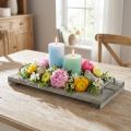 Borddekorasjon, dekorativt brett i shabby chic-stil, brett med føtter, tredekorasjon 40 cm | Floristik24.no