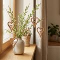 Trehjerte naturtre hjerter til oppheng 8×11cm 4 stk | Floristik24.no