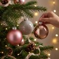 Julekuler rosa grå glasskuler Ø7,5 cm 14 stk | Floristik24.no