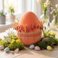 Påskeegg dekorasjon egg appelsin aprikos plast flokket 20cm | Floristik24.no