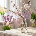 Deco sommerfugler deco henger lilla/rosa/rosa 12cm 12stk | Floristik24.no