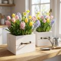 Plantekasse treskuff hvit 15x15/12x12cm sett med 2 stk | Floristik24.no