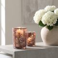 Glasslykt brun sølvrosa peoner H18cm | Floristik24.no