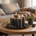 Ensfargede lys antrasitt søylelys 60×80mm 4stk | Floristik24.no