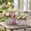 Plantepotteroser, dekorativt kar, blomsterbrett 21,5 cm / 18,5 cm sett med 2 | Floristik24.no