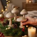 Dekorative sopper i tre og filt med glitter, adventsborddekorasjon, 11 cm høye, 4 stk. | Floristik24.no