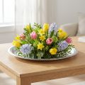 Dekorativ plate metall sølv skinnende Ø36cm H3cm | Floristik24.no