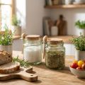 Dekorativt glass med korklokk og skje, grønn, Ø7 cm, H10 cm, 2 stk. | Floristik24.no