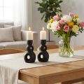 Lysholder Keramisk Lysestake Sort Moderne H16cm 2stk | Floristik24.no