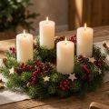 Sett med 4 rustikke kuppellys, off-white, 70x110 mm, gjennomfarget, selvslukkende - Ideelt for advent og festlig dekorasjon | Floristik24.no