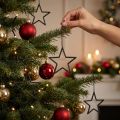 Glitrende hengende stjernedekorasjoner, svart, jul, Ø7,5 cm, sett med 40 for festlig dekorasjon | Floristik24.no