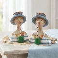 Kvinne Bust Cocktail Blå Hvit Dekorative Figurer H10,5cm 2stk | Floristik24.no