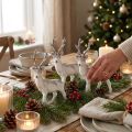 Dekorativ Reinsdyrhvit med glitter – Vinter julepynt 20cm 3stk | Floristik24.no