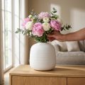 Blomstervase, keramikkvase, dekorativ vase hvit Ø22cm H22,5cm | Floristik24.no