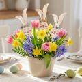 Blomsterplugg dekorativt kaninhode i tre på pinne 11cm 12 stk | Floristik24.no
