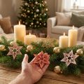 Trestjerner juledekorasjon trestjerner oransje 8cm 16 stk | Floristik24.no