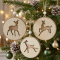 Anheng med hjort, dekorasjonsmedaljong, tredekor, advent Ø9,5cm 6stk | Floristik24.no