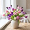 Deco sommerfugl på trådfjær sommerfugler lilla/rosa 9,5cm 12stk | Floristik24.no