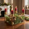 Lysholder adventsspeil for fylling av gull 15×15×10,5cm | Floristik24.no