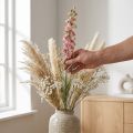 Tørket (kunstig) Delphinium rosa ridderspore, dekorativ blomstervase 64 cm 25 g | Floristik24.no