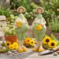 Dekorative gartnerfigurer, borddekorasjon, sommer, grønn/gul, 16,5 x 5,5 cm, 2 stk. | Floristik24.no