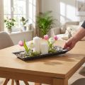 Dekorativt brett marmorert antrasitt 36x17cm 6stk | Floristik24.no