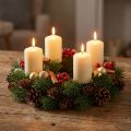 Adventskrans, grankrans med naturlige og kunstige kongler, grønn dørkrans Ø30 cm, julepynt | Floristik24.no