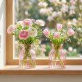 Glassblomstervase, retro, rosafarget, Ø11 cm, H14,5 cm, 2 stk. | Floristik24.no