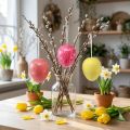 Dekorativ oppheng påskeegg gul/rosa/rød craquelure Ø15cm 3 stk | Floristik24.no