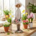 Dekorative figurer gartner, dekorativ kvinne med blomster, hvit rosa, H21 cm | Floristik24.no
