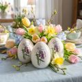 Keramisk påskeegg dekorasjon med blomsterdekor 12cm 3stk | Floristik24.no