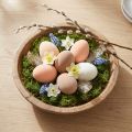 Påskeegg flokket i ferskenbrun hvit H6cm 24stk | Floristik24.no