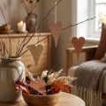 Hengende deco-hjerter til å henge opp oransje/gul 10cm 6stk | Floristik24.no